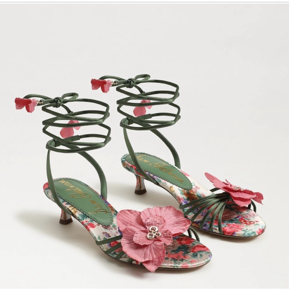 Sam Edelman Carla Green Floral Kitten Heel